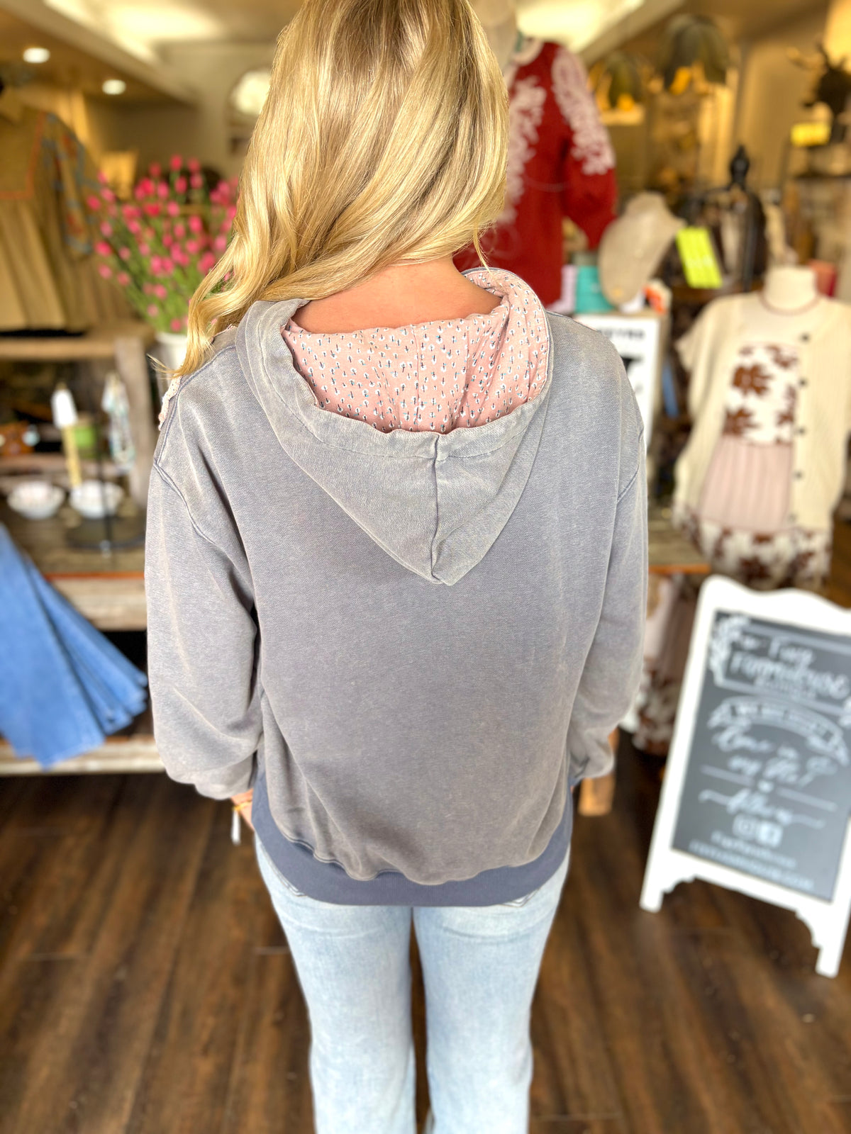 Floral Patch Mineral Wash Hoodie