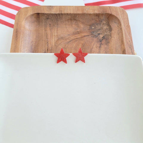 Liberty Star Studs - Red // 4th of July Patriotic Earrings