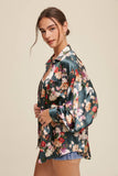 Floral Satin Button-Up Shirt