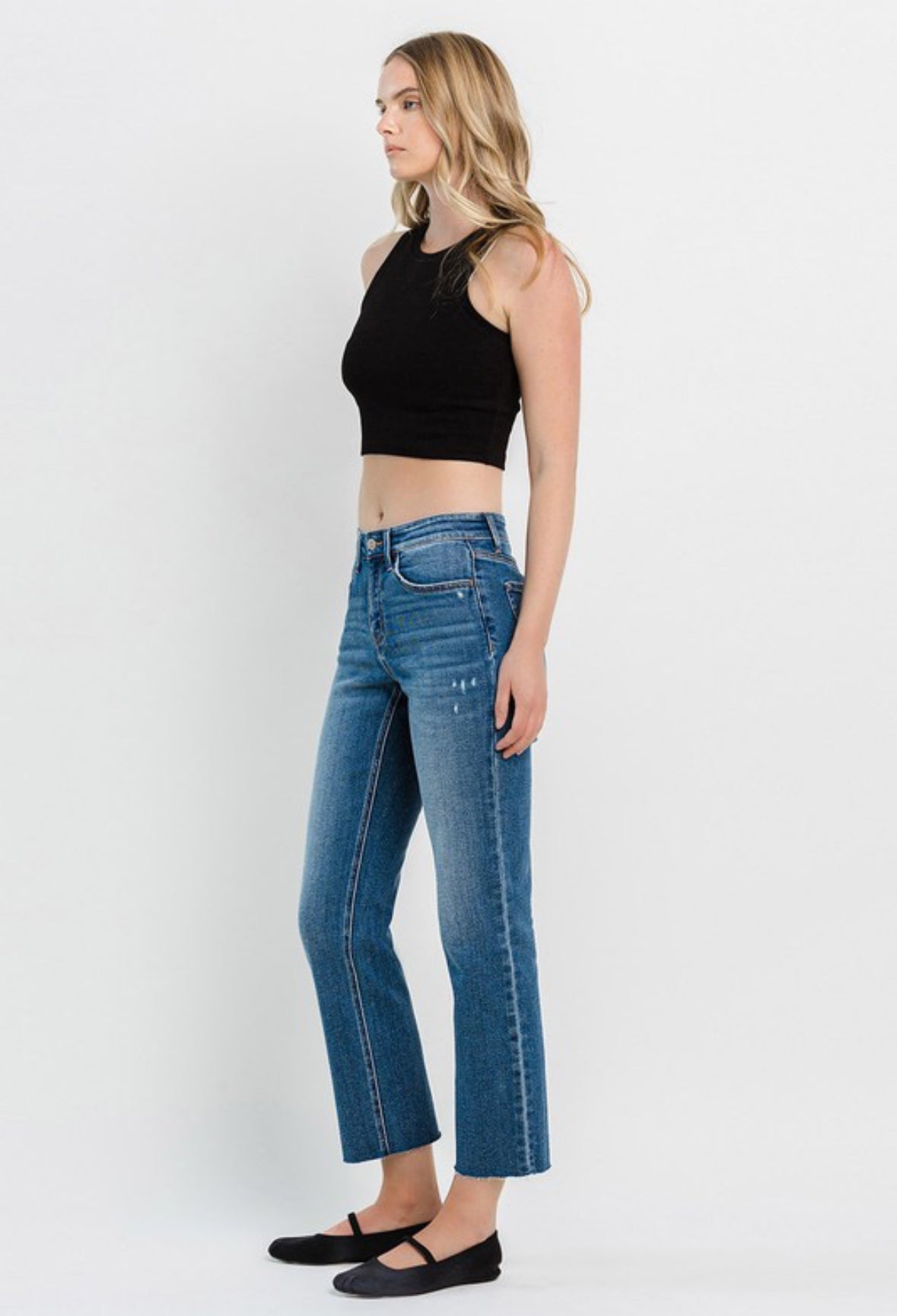 Vervet Mid Rise Ankle Straight Raw Hem