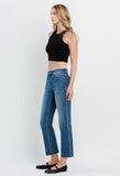 Mid Rise Ankle Straight Raw Hem