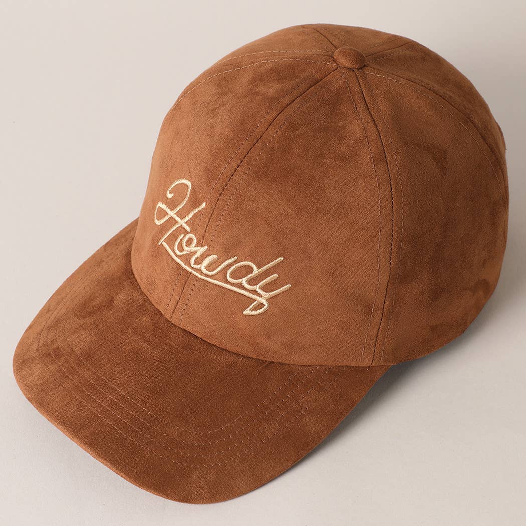 Howdy Text Embroidery Suede Baseball Cap