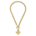 Susan Shaw 16" Handcast Gold Cross Front Toggle Necklace