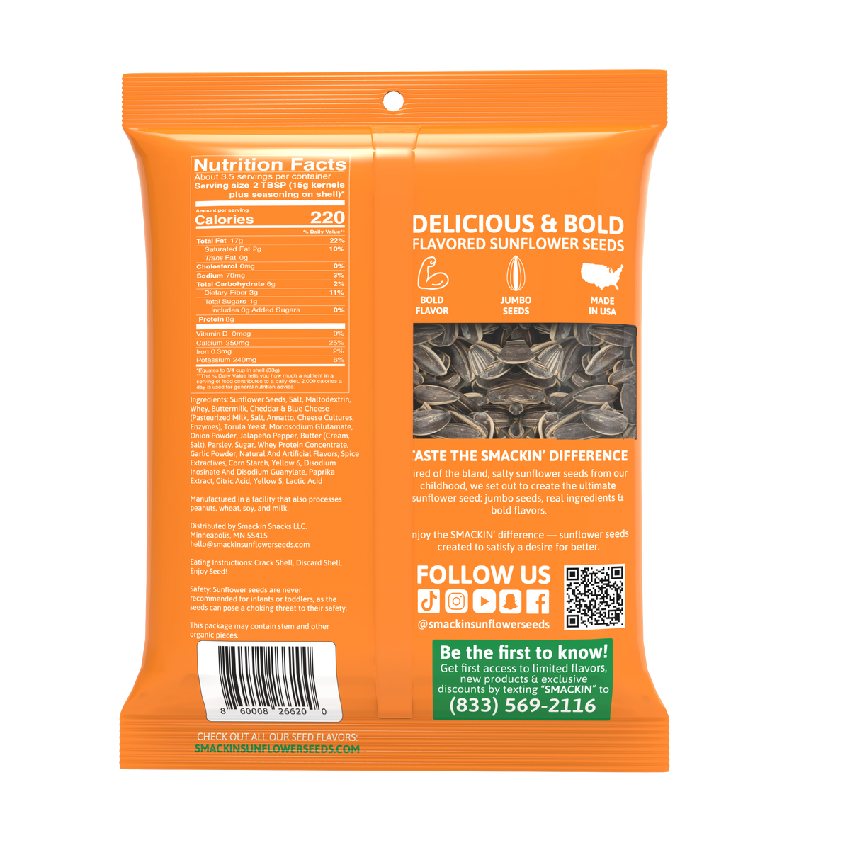 SMACKIN' Cheddar Jalapeño Sunflower Seeds