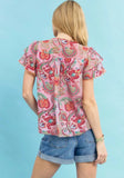 Paisley Ruffle Sleeve Top