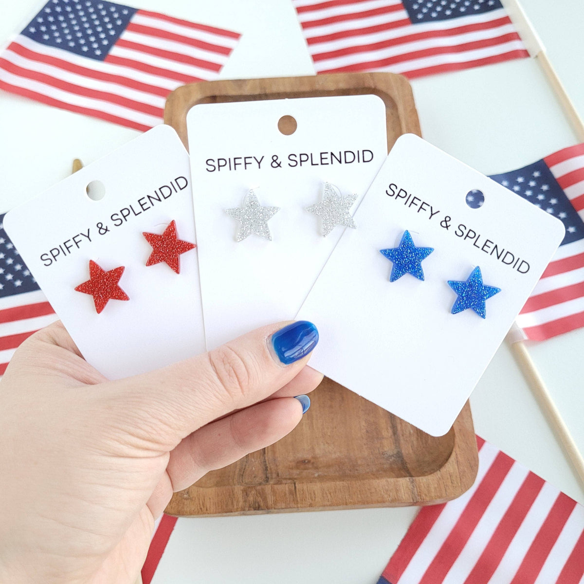 Liberty Star Studs - Red // 4th of July Patriotic Earrings