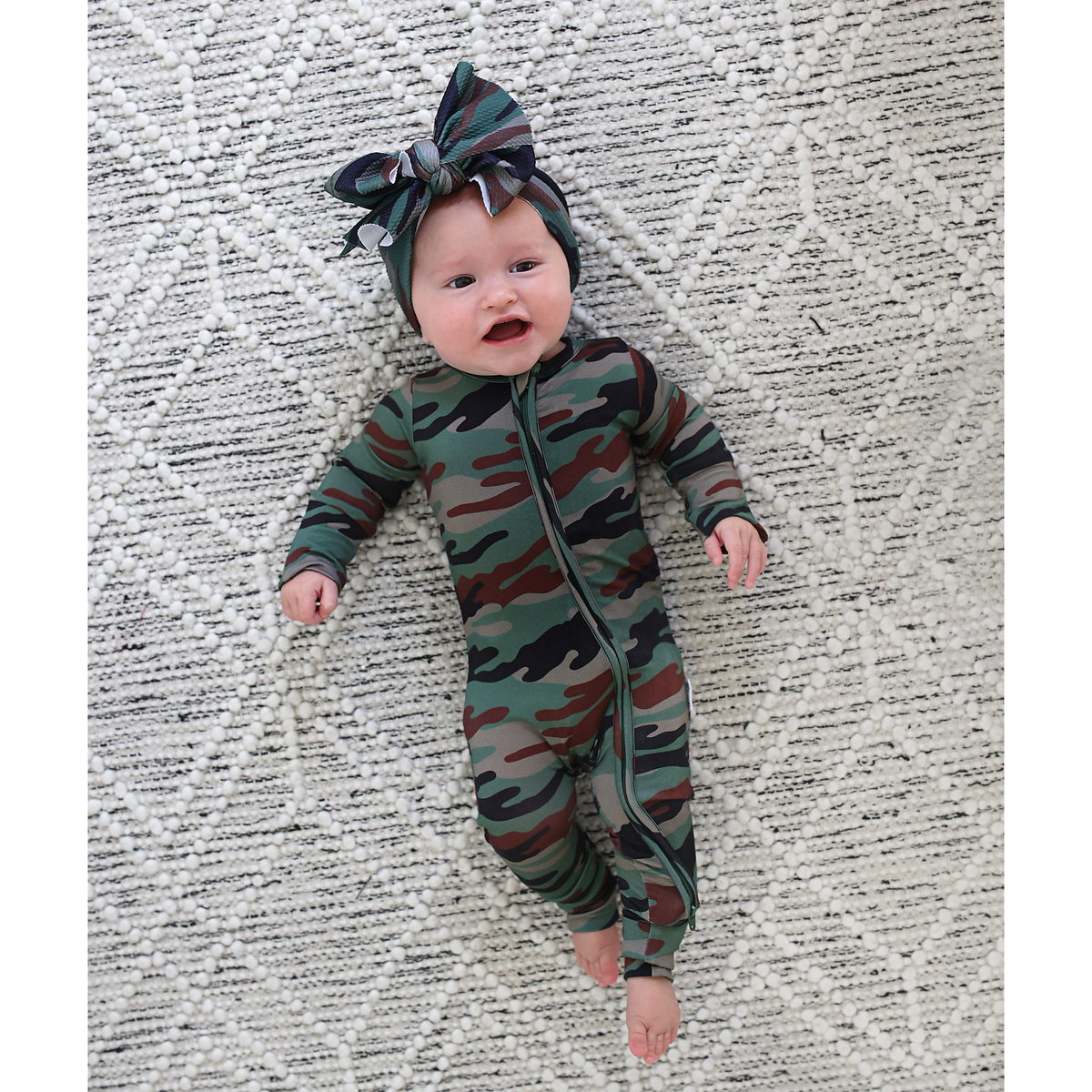 Bamboo Baby Pajama Sleepies Little Baby Zip Camo