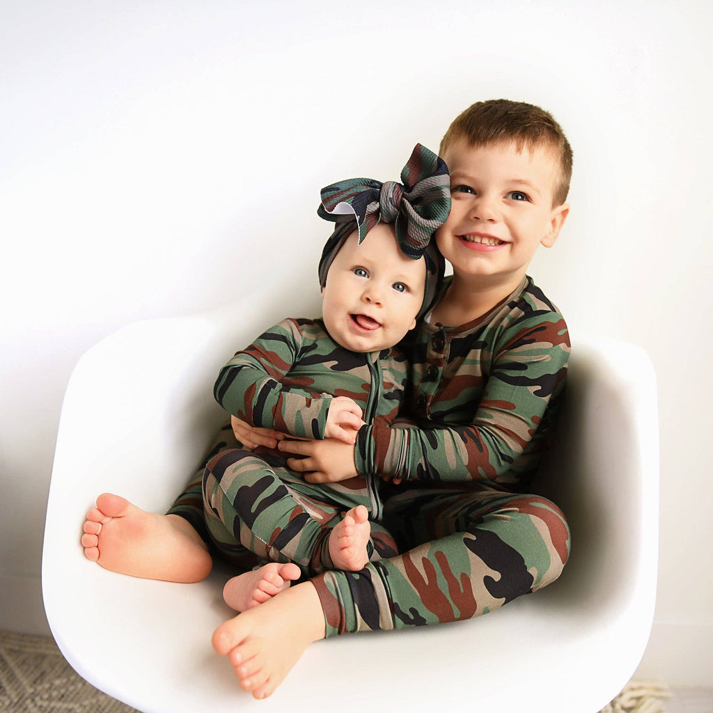 Bamboo Baby Pajama Sleepies Little Baby Zip Camo