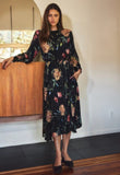 Black Floral Midi Dress