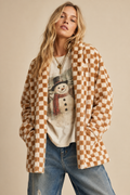 Checkmate Faux Fur Cardigan Jacket