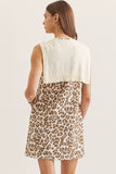 Leopard Shift Dress with Knit Overlay