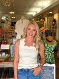 Knit Tank with Scallop Neckline