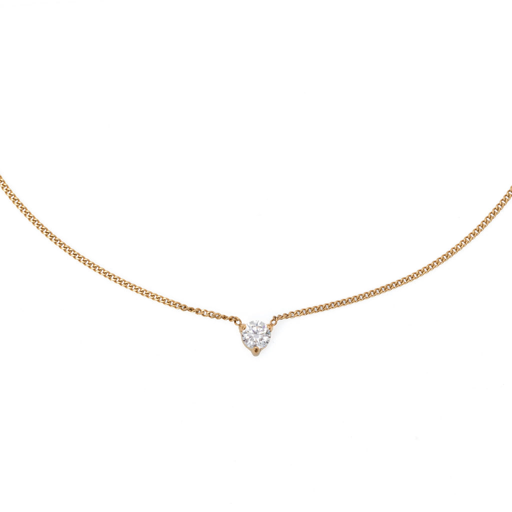 Waterproof 4mm Round Brilliant 5A CZ Solitaire Necklace