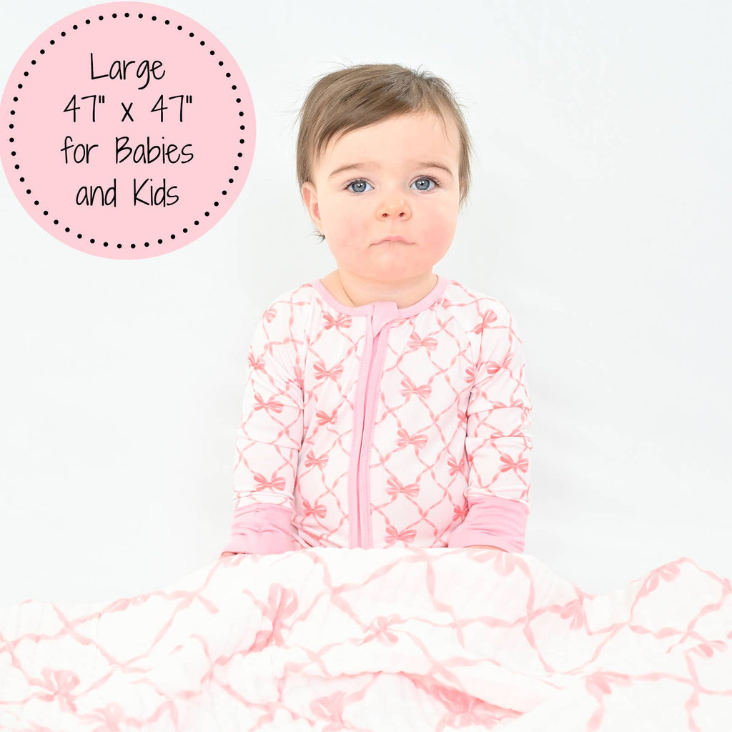 Beautiful Bows Baby Toddler Muslin Quilt