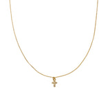 18K Gold Dainty Diamond Cross Pendant Necklace