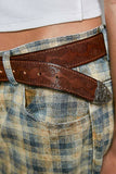 Western-Inspired Floral Embossed Genuine Leather Belt