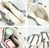 Mini Striped Tote Bag Beach Bow Handle Bag
