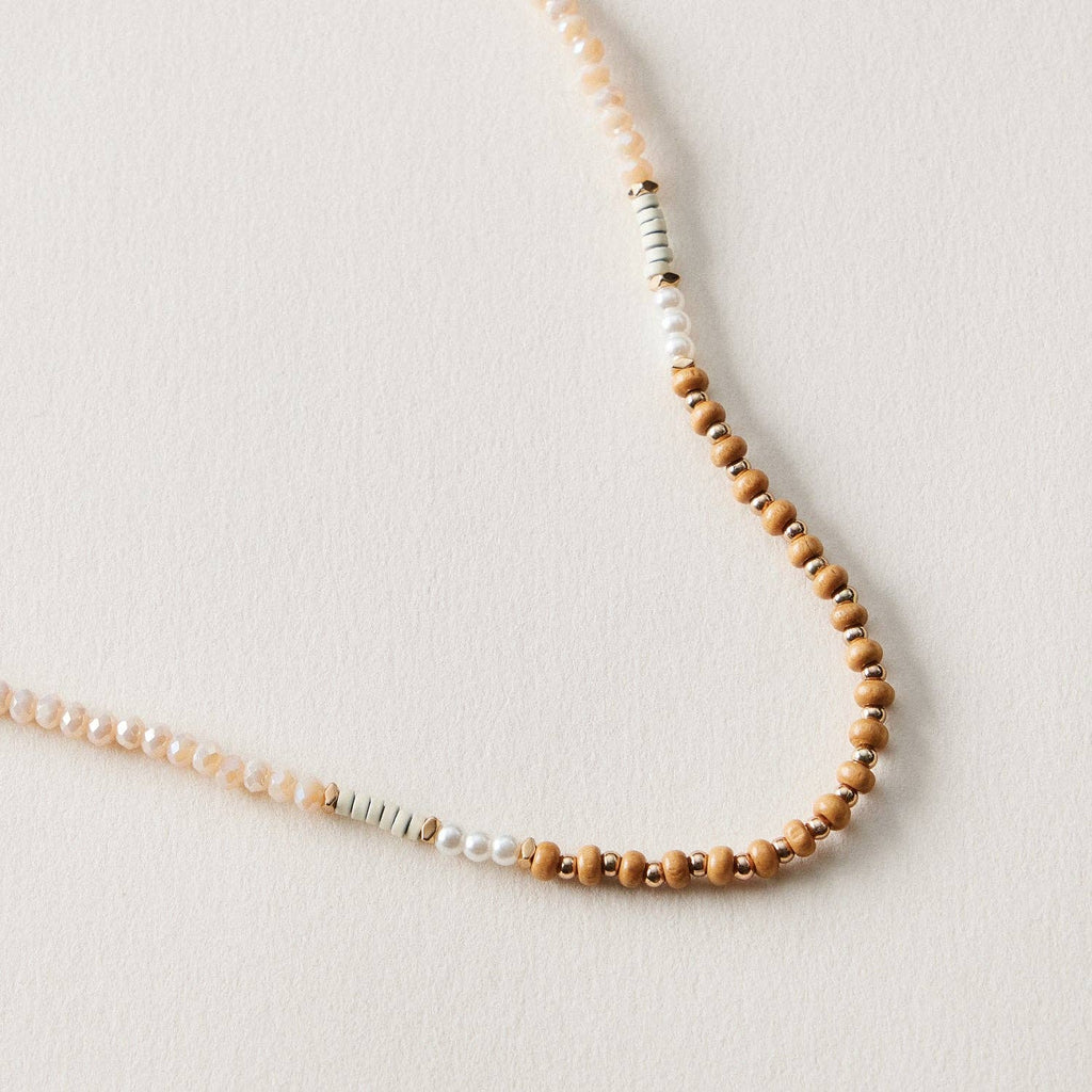 Mixed Bead Anklet – Wood & Pearl Accent Beaded Anklet