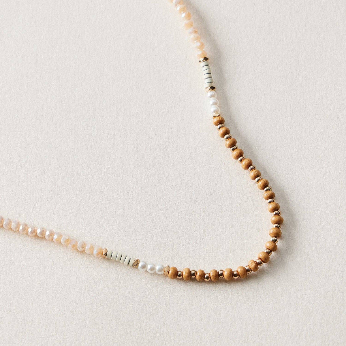 Mixed Bead Anklet – Wood & Pearl Accent Beaded Anklet
