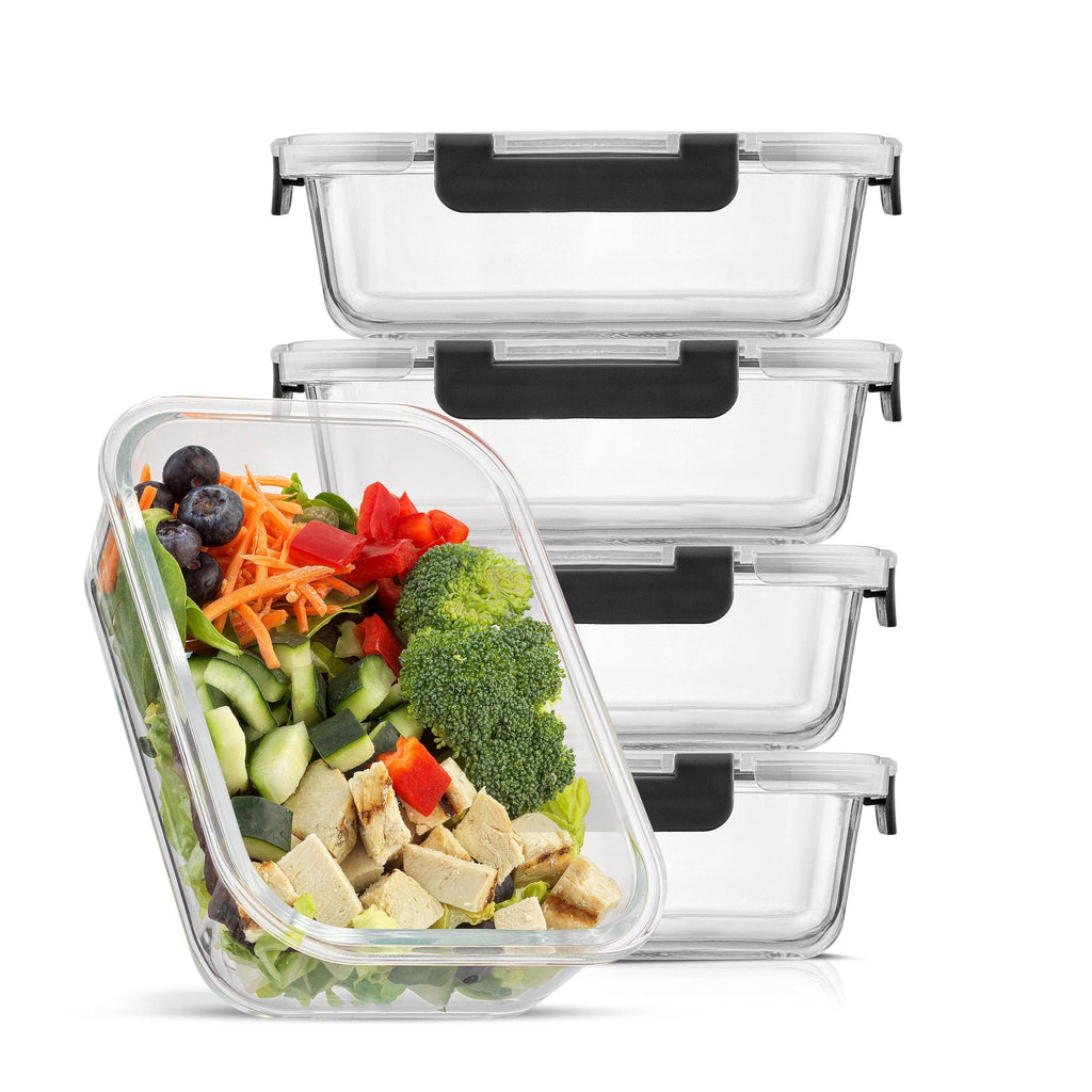 Glass Food Storage Containers with Airtight Lids - Set of 5