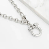 Gold Stainless Steel Y Necklace with Horse shoe Carabiner