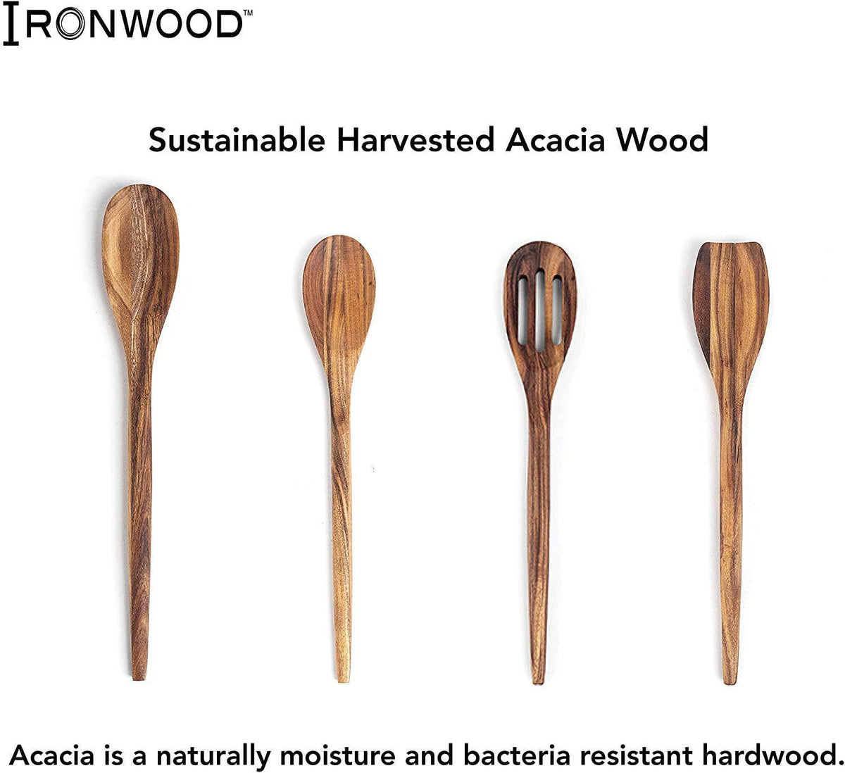 Ironwood Acacia Wood Long Spoon Utensil for Cooking, 14"