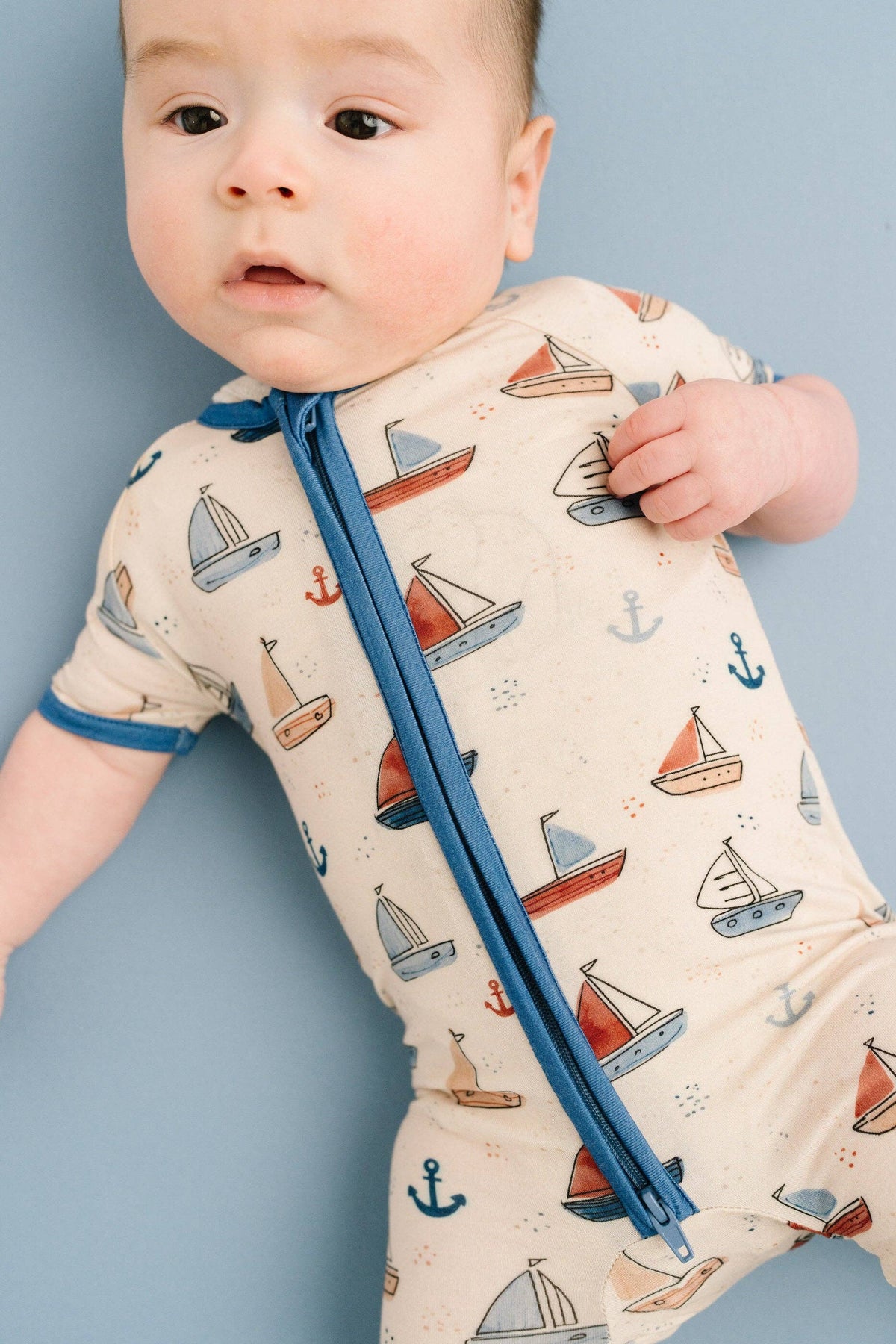 Nautical Sail Bamboo Short Romper