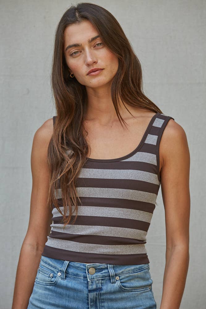 Striped Seamless Padded Tank Top
