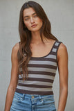 S1309N | Knit Striped Seamless Padded Tank Top