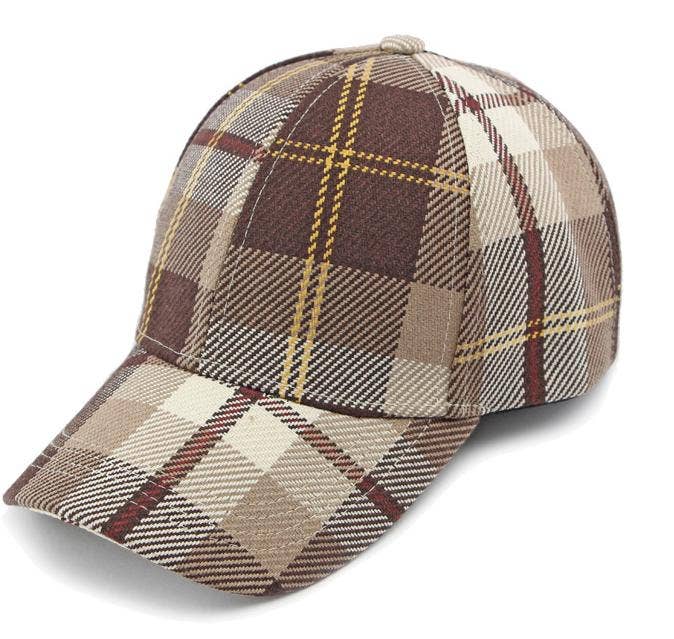 Preppy check print baseball cap