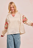 Woven Top with Embroidery