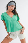 Green Til V-Neck Baby Top Tee