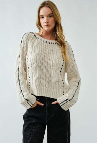 Stitched Cable Detail Sweater