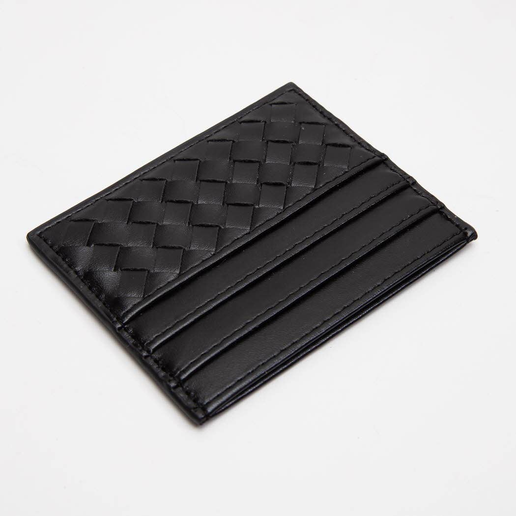 Vegan Leather Woven Braided Card Wallet