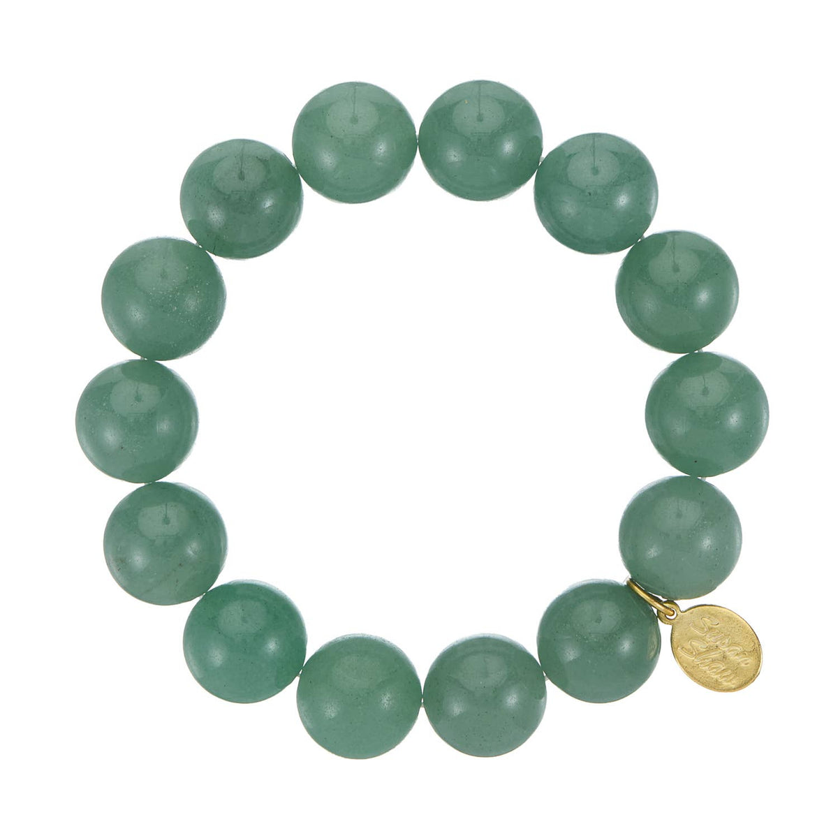 Susan Shaw 14mm Green Jade Stretch Bracelet