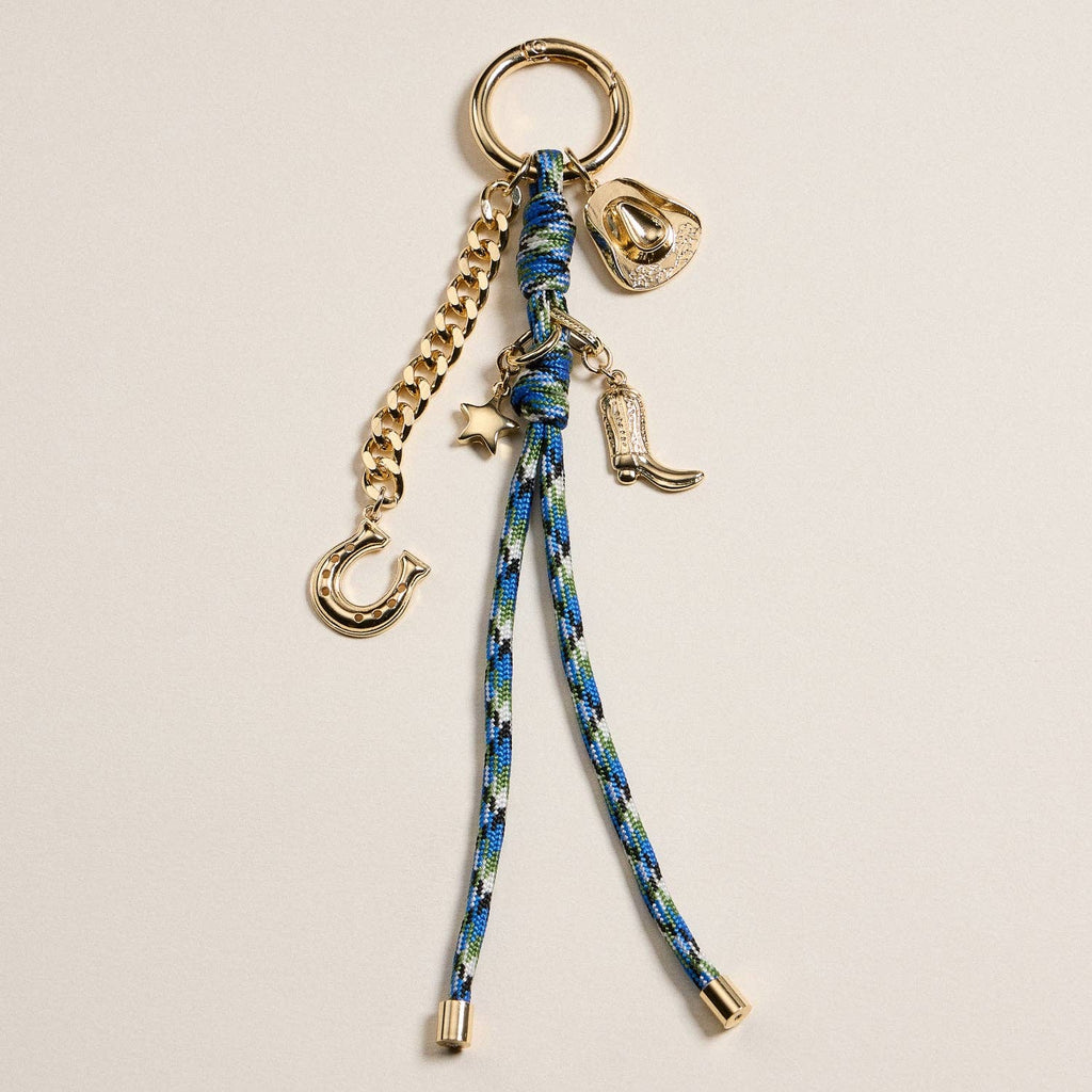 Western-Inspired Enamel Charm Keychain | Gold Accents