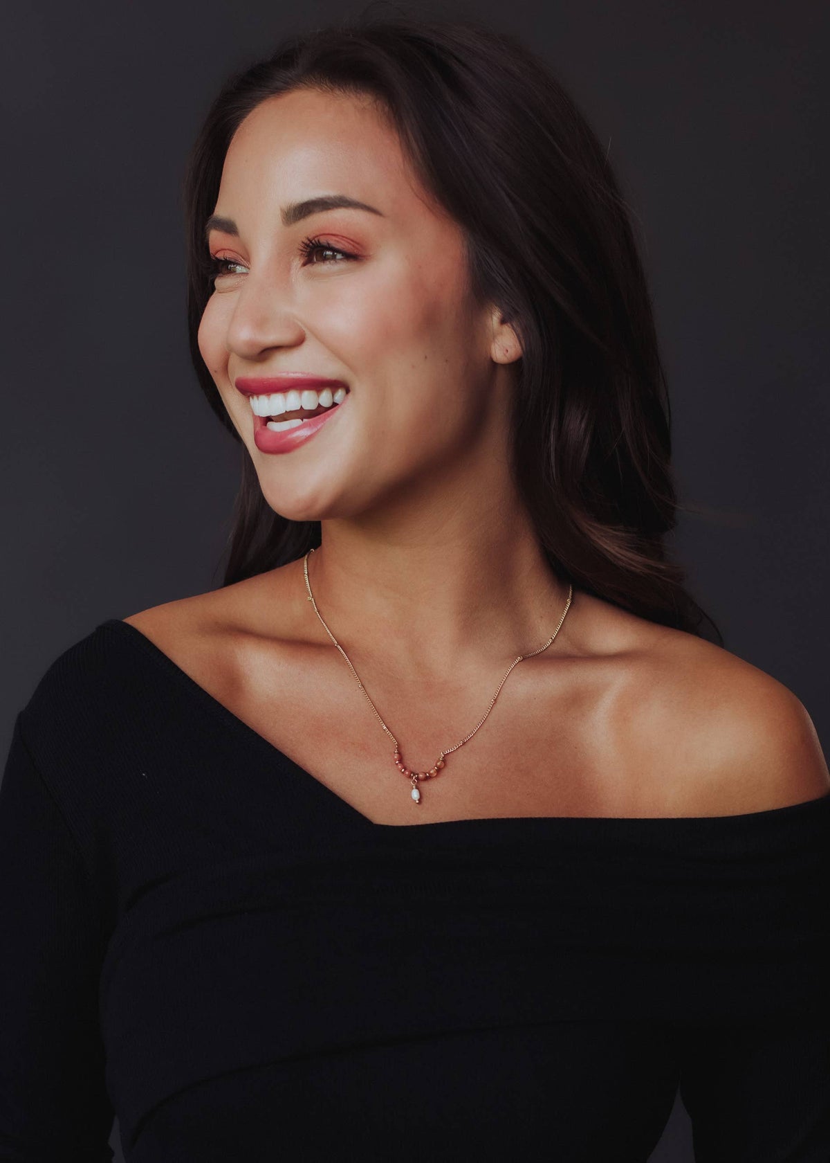 Gold Beaded Semi Circle Necklace