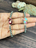 Handmade Sterling Silver Cotton Candy, Dahlia Rose Beaded Bracelet with Signed Nizhoni