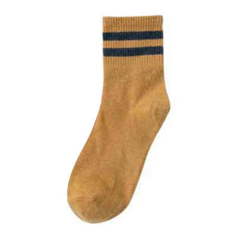 Preppy Versatile Plain Color Striped Socks