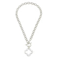 Susan Shaw 16" Handcast Silver Clover Front Toggle Necklace