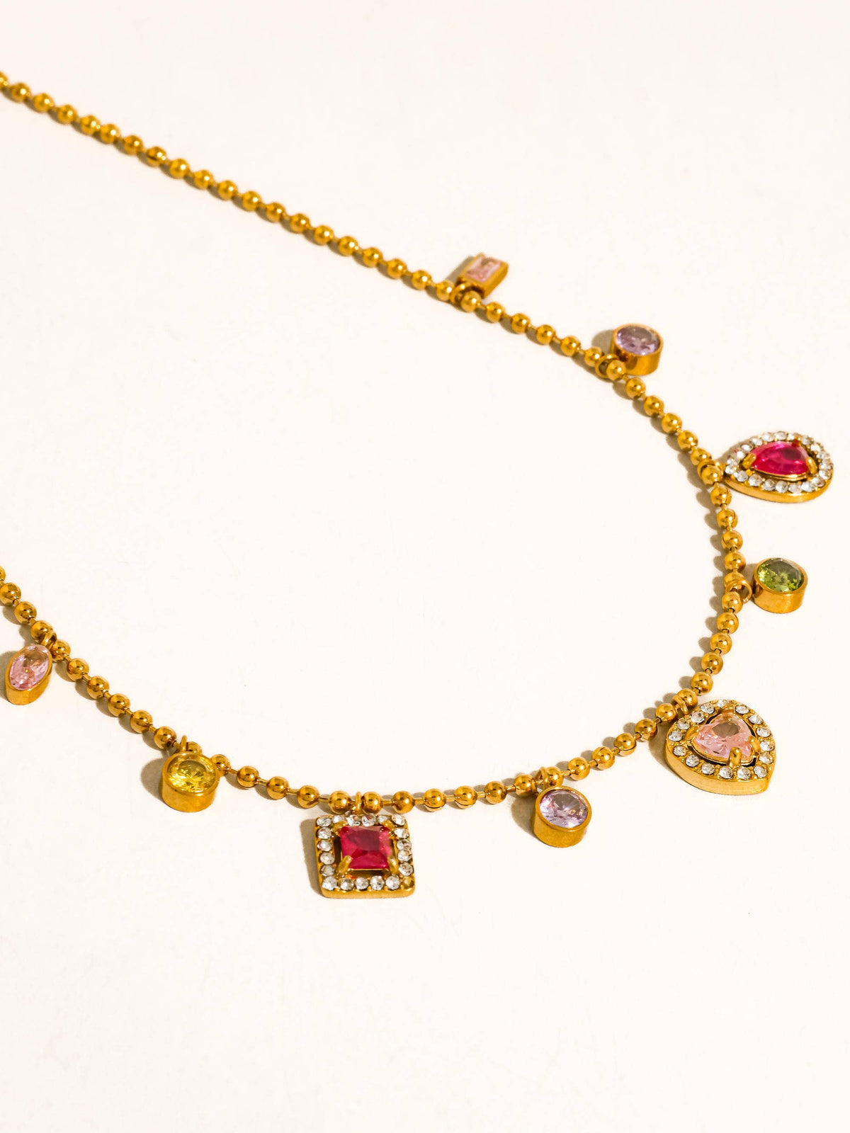 Daiselle 18K Gold Non-Tarnish Colorful CZ Charm Necklace