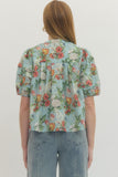 Floral Pleated Sleeve Top
