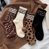 Leopard Print Striped Socks