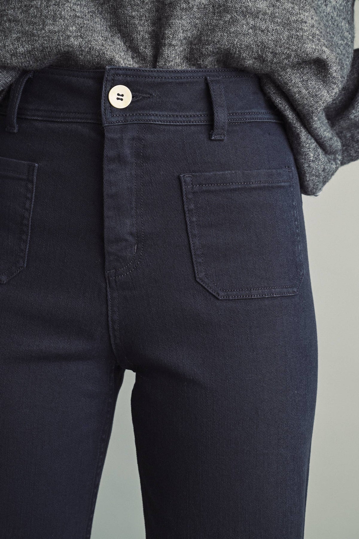 Faded Navy Wide Leg Patch Pocket Pant