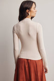 Stretch Ribbed Mock Neck Top