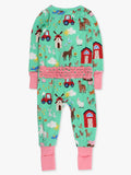 SoftSnooze™ Baby Girls Bamboo Viscose Farm Friends Convertible Ruffle One Piece Footie Pajama