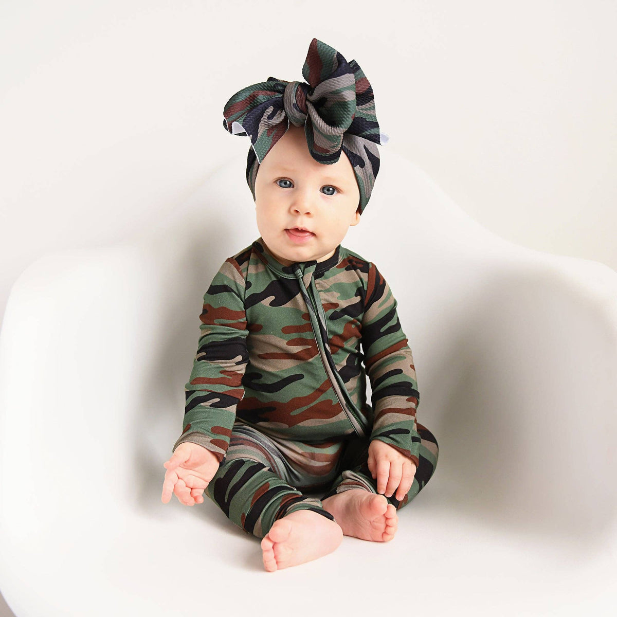Bamboo Baby Pajama Sleepies Little Baby Zip Camo