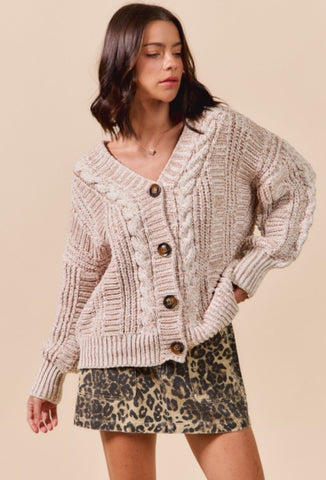 Chenille Cable Knit Cardigan