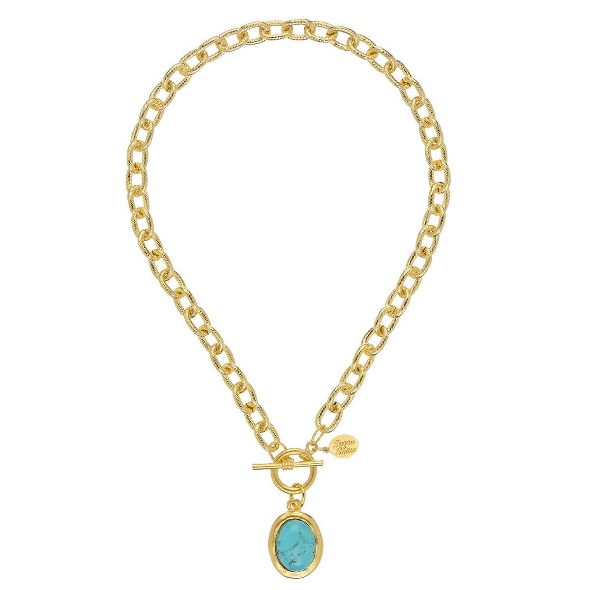 Susan Shaw Turquoise Cabochon Toggle Necklace