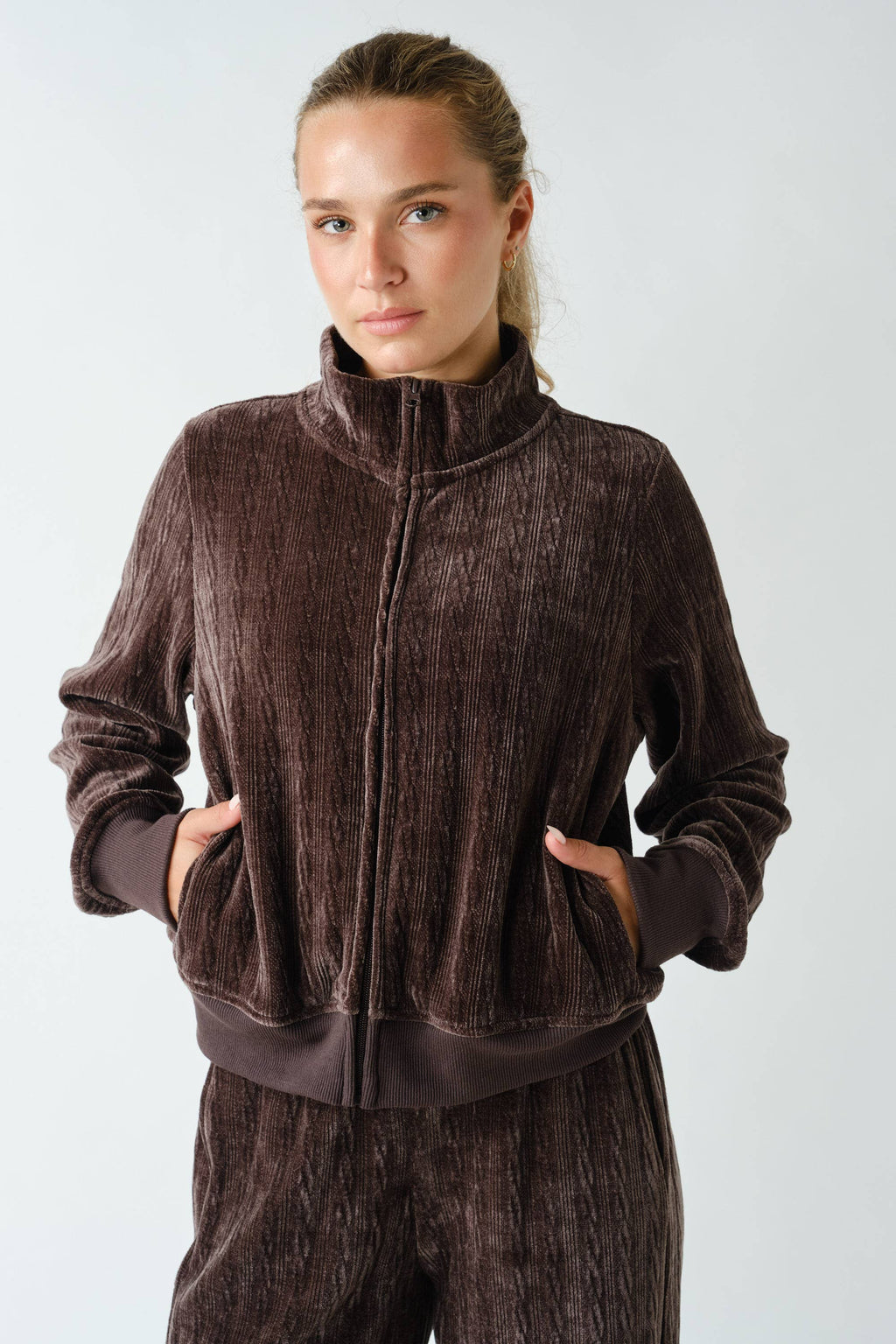 Groove-Track Textured Zip-Up Jacket